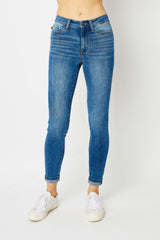 Judy Blue Full Size Cuffed Hem Skinny Jeans - Flyclothing LLC