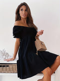 Full Size Ruffled Off-Shoulder Short Sleeve Dress Trendsi