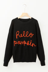 HELLO PUMPKIN Round Neck Long Sleeve Sweater