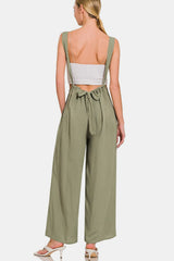 Zenana Pocketed Wide Strap Wide Leg Overalls Trendsi