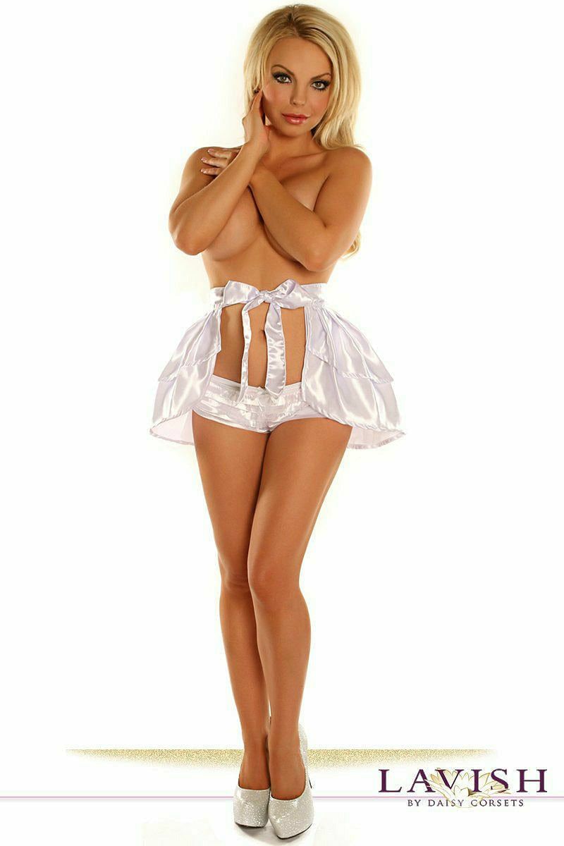 Daisy Corsets White Satin Layered Ruffle Skirt