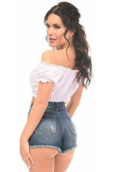 Daisy Corsets White Short Sleeve Peasant Top