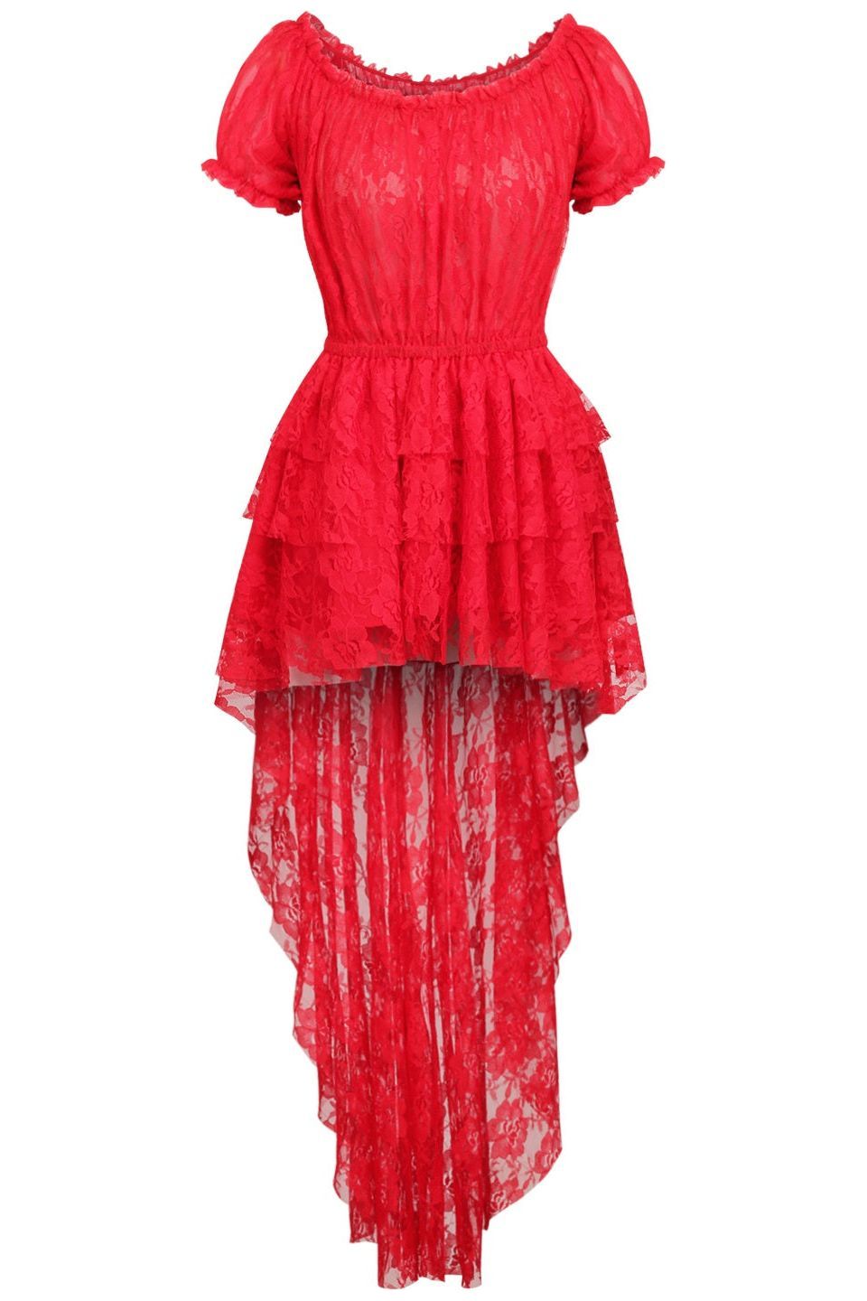 Daisy Corsets Red High Low Lace Dress