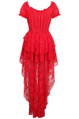 Daisy Corsets Red High Low Lace Dress