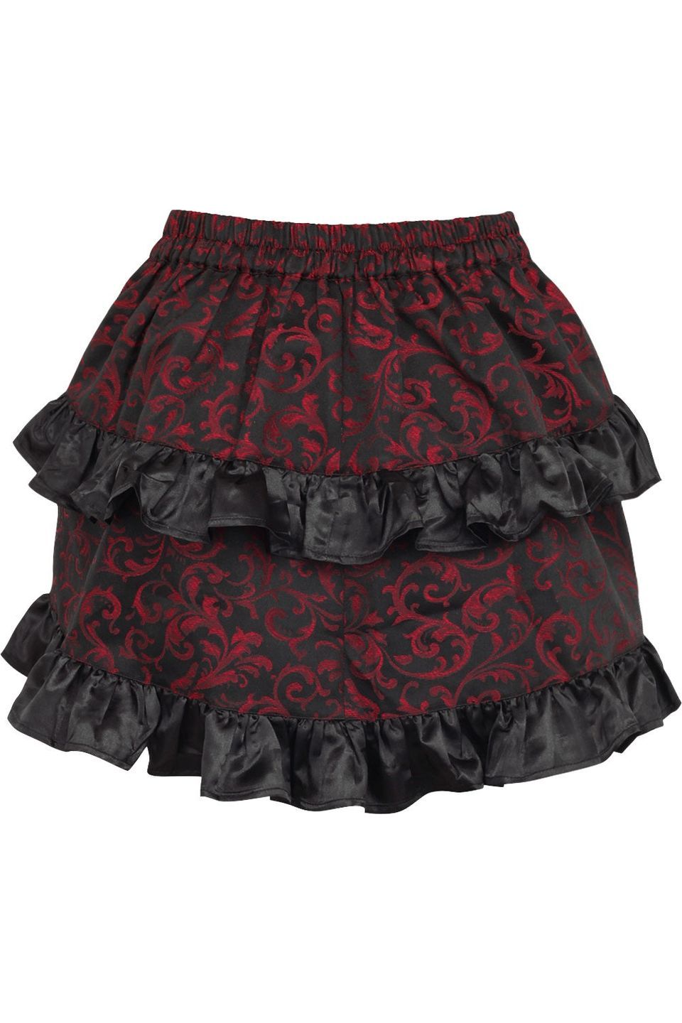 Daisy Corsets Red/Black Brocade Ruched Bustle Skirt