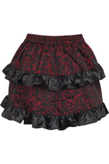 Daisy Corsets Red/Black Brocade Ruched Bustle Skirt