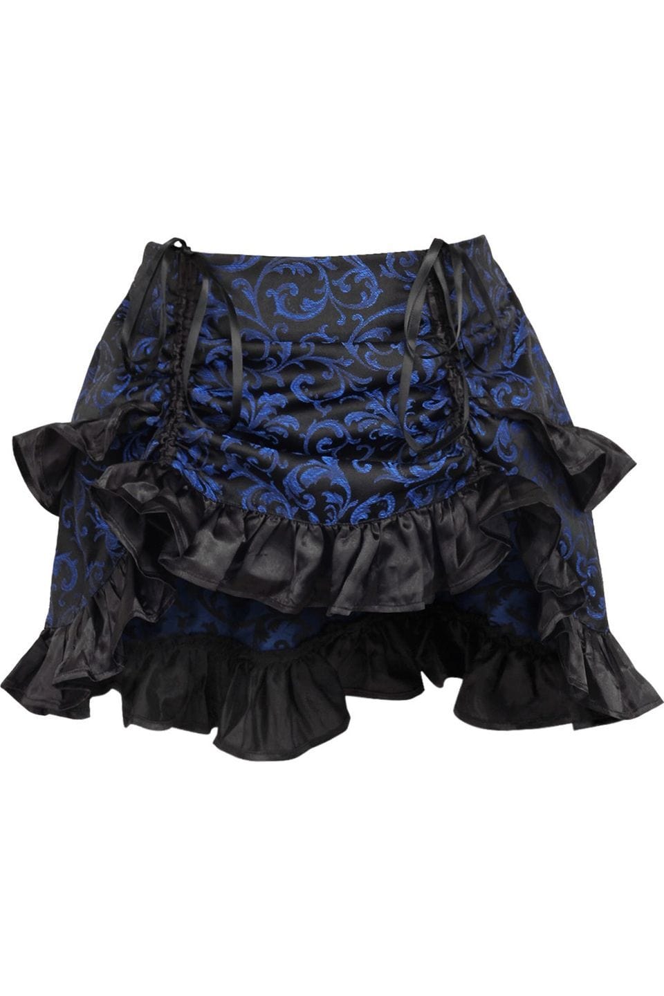 Daisy Corsets Blue/Black Brocade Ruched Bustle Skirt - Daisy Corsets