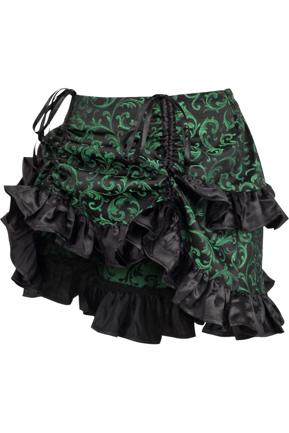 Daisy Corsets Green/Black Brocade Ruched Bustle Skirt - Daisy Corsets