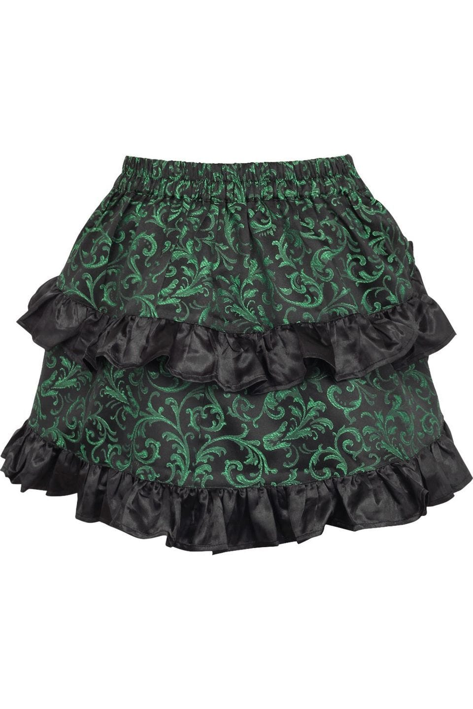 Daisy Corsets Green/Black Brocade Ruched Bustle Skirt - Daisy Corsets