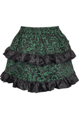 Daisy Corsets Green/Black Brocade Ruched Bustle Skirt