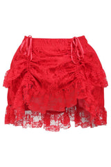 Daisy Corsets Red Lace Ruched Bustle Skirt