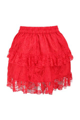 Daisy Corsets Red Lace Ruched Bustle Skirt