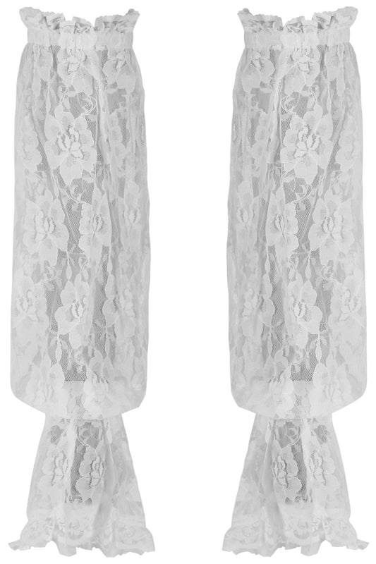 Daisy Corsets White Sheer Lace Smocked Sleeves