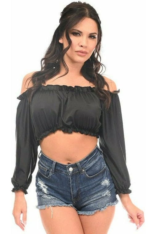 Daisy Corsets Black Long Sleeve Peasant Top - Daisy Corsets