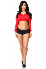 Daisy Corsets Red Long Sleeve Peasant Top