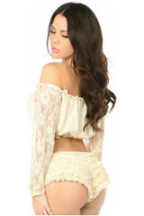 Daisy Corsets Cream Lined Lace Long Sleeve Peasant Top - Daisy Corsets