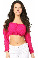 Daisy Corsets Fuchsia Lined Lace Long Sleeve Peasant Top - Daisy Corsets