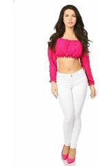 Daisy Corsets Fuchsia Lined Lace Long Sleeve Peasant Top - Daisy Corsets