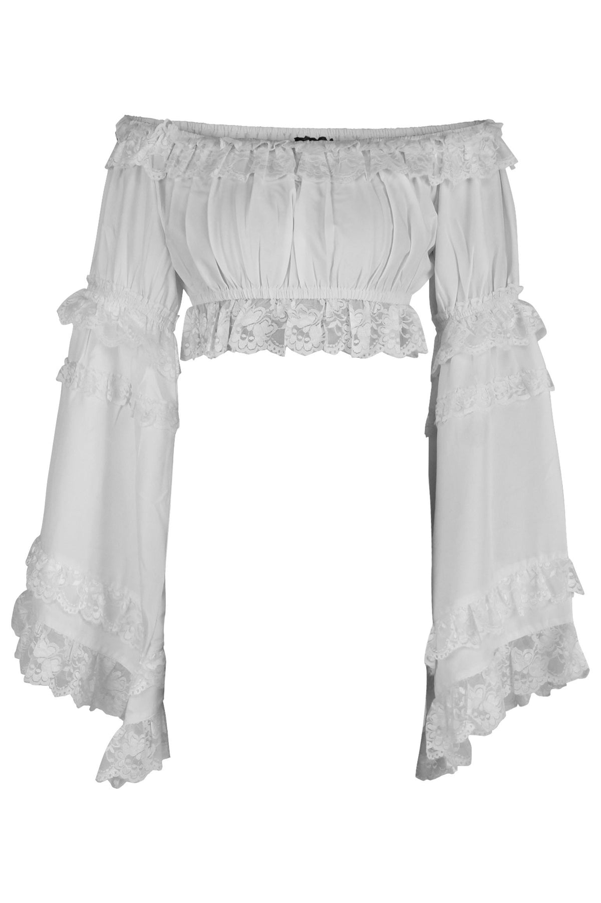 Daisy Corsets White Smocked Flare Sleeve Peasant Top