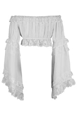 Daisy Corsets White Smocked Flare Sleeve Peasant Top