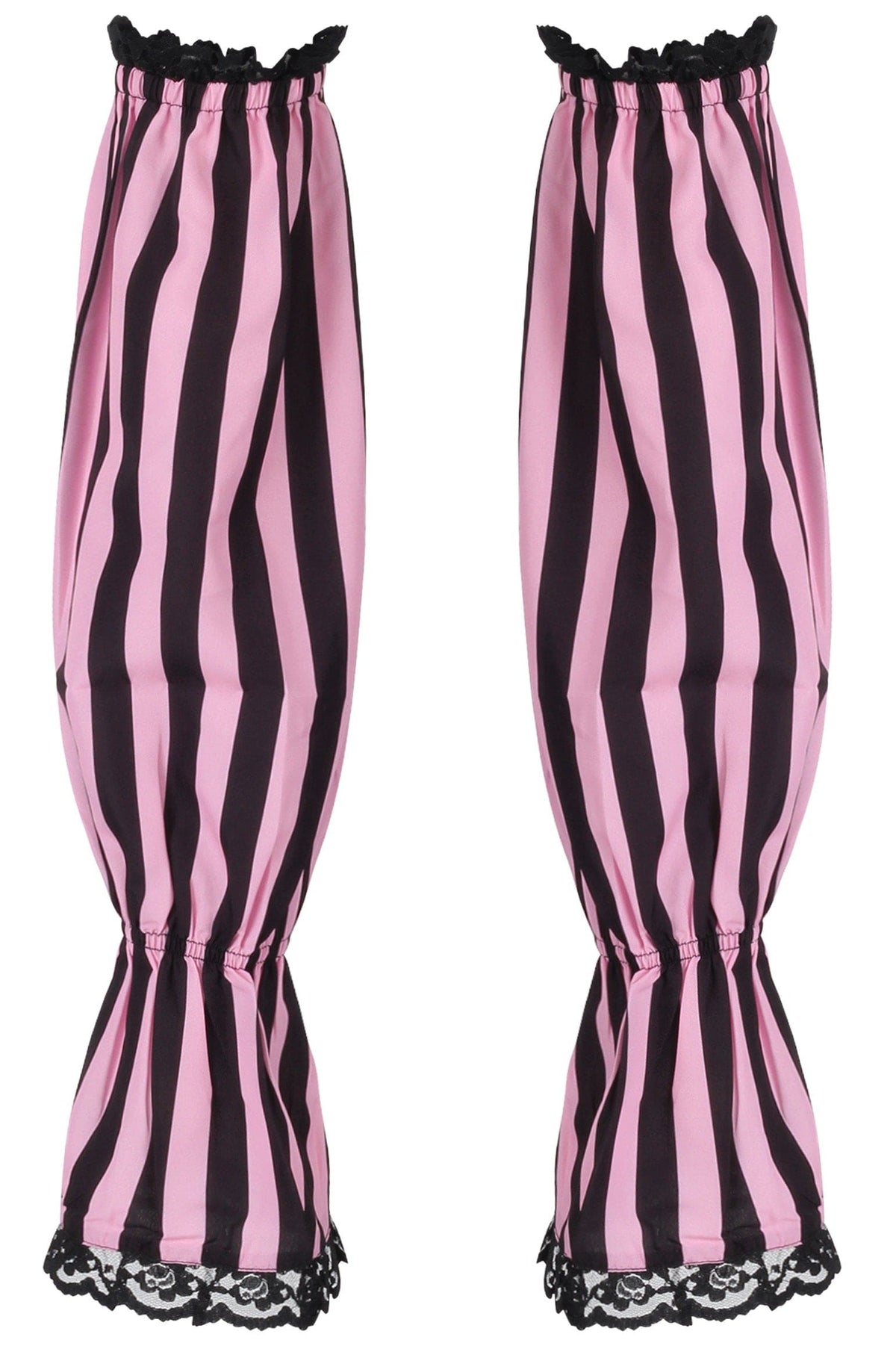 Daisy Corsets Black/Pink Striped Smocked Sleeves - Daisy Corsets