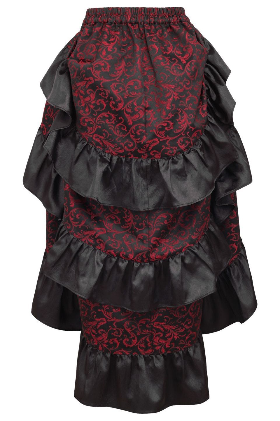 Daisy Corsets Red/Black Brocade Adjustable High Low Bustle Skirt