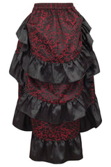 Daisy Corsets Red/Black Brocade Adjustable High Low Bustle Skirt - Daisy Corsets