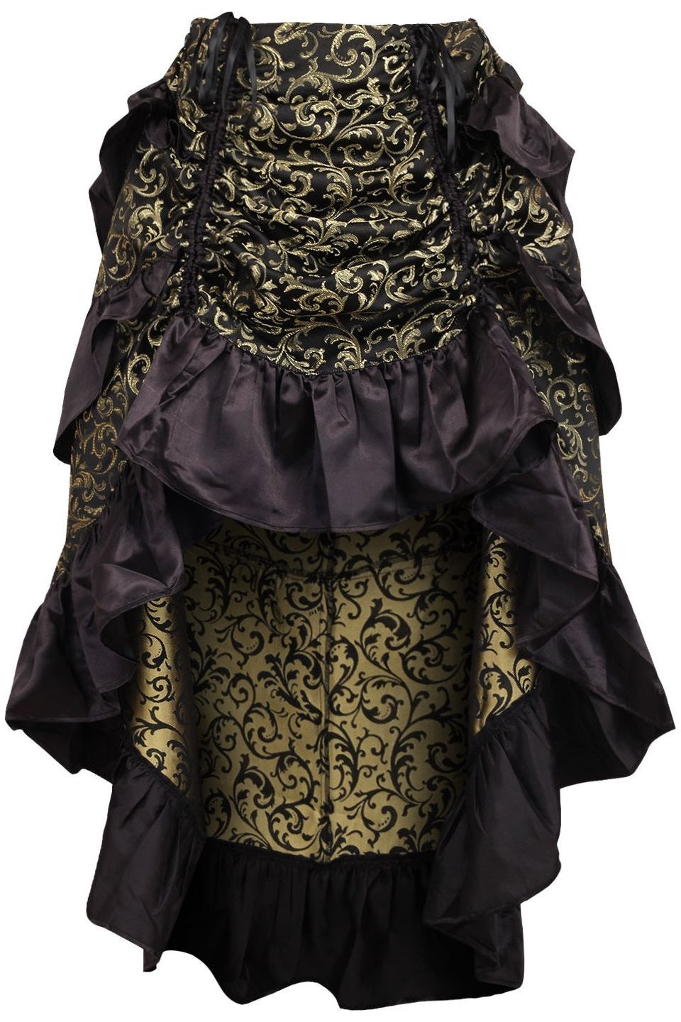 Daisy Corsets Gold/Black Brocade Adjustable High Low Bustle Skirt