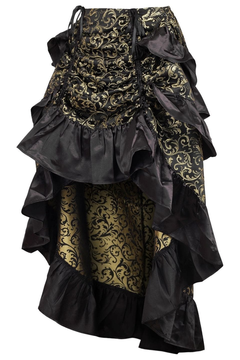 Daisy Corsets Gold/Black Brocade Adjustable High Low Bustle Skirt - Daisy Corsets