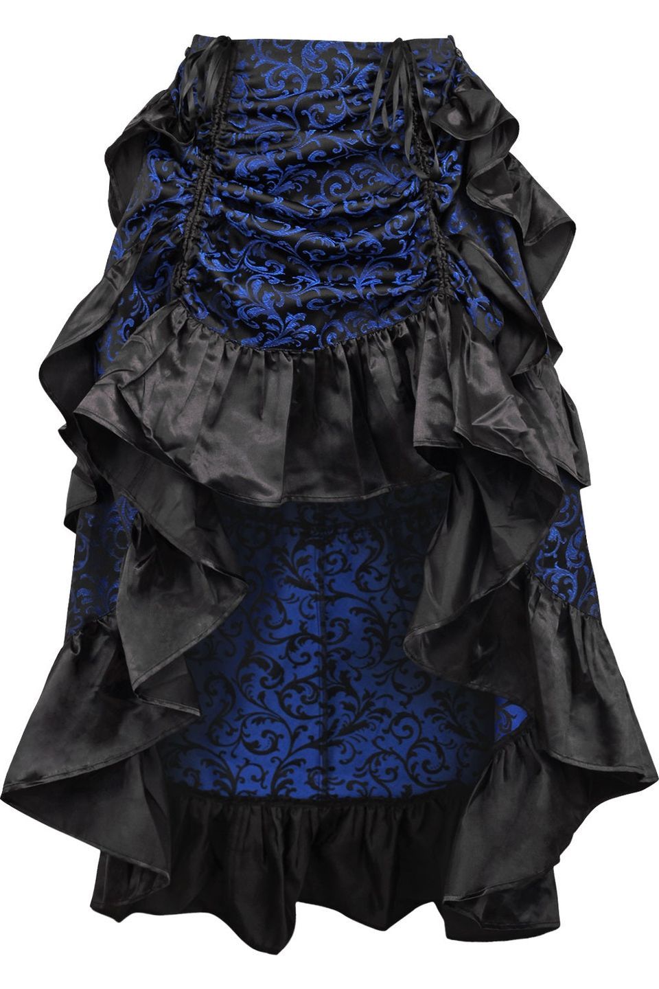 Daisy Corsets Blue/Black Brocade Adjustable High Low Bustle Skirt