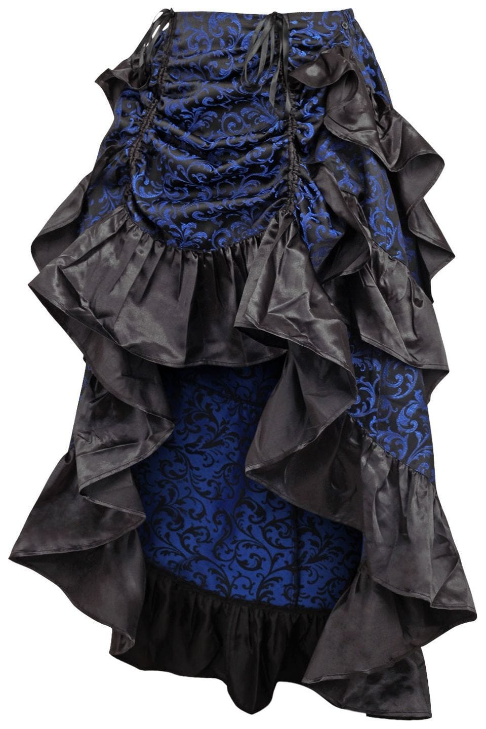 Daisy Corsets Blue/Black Brocade Adjustable High Low Bustle Skirt - Daisy Corsets