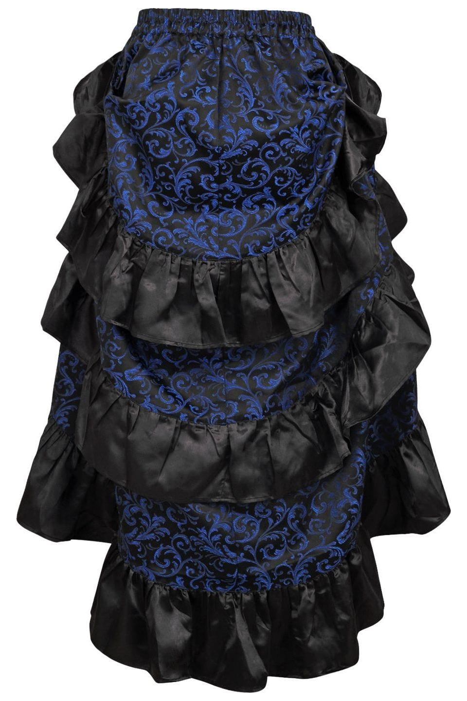 Daisy Corsets Blue/Black Brocade Adjustable High Low Bustle Skirt - Daisy Corsets