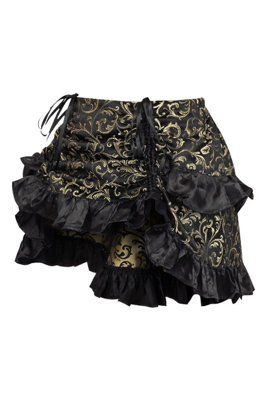 Daisy Corsets Gold/Black Brocade Ruched Bustle Skirt