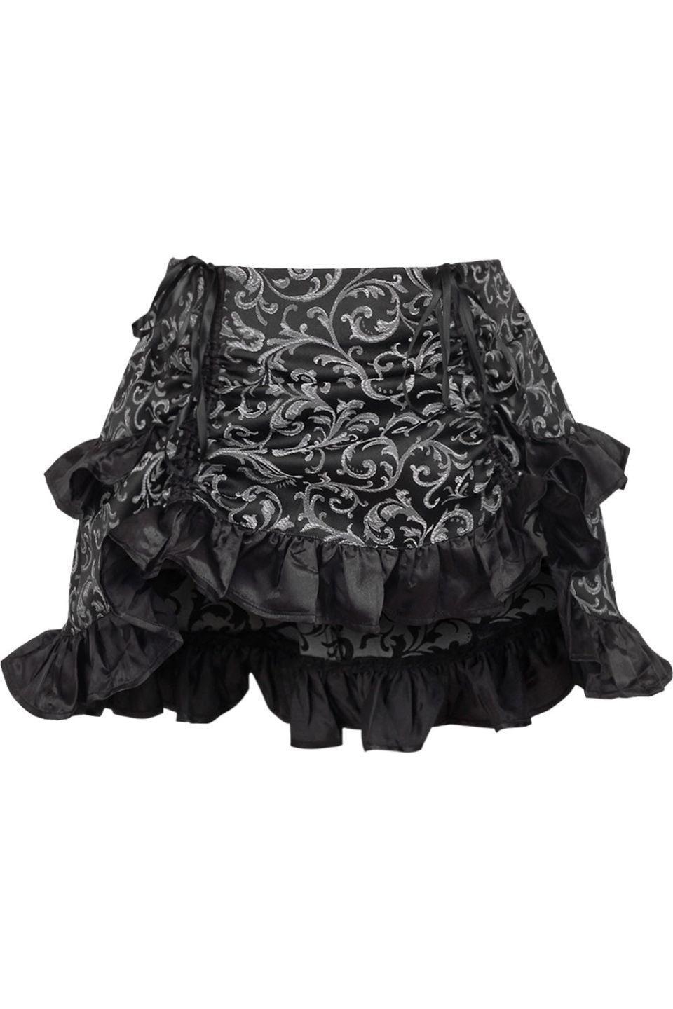 Daisy Corsets Silver/Black Brocade Ruched Bustle Skirt