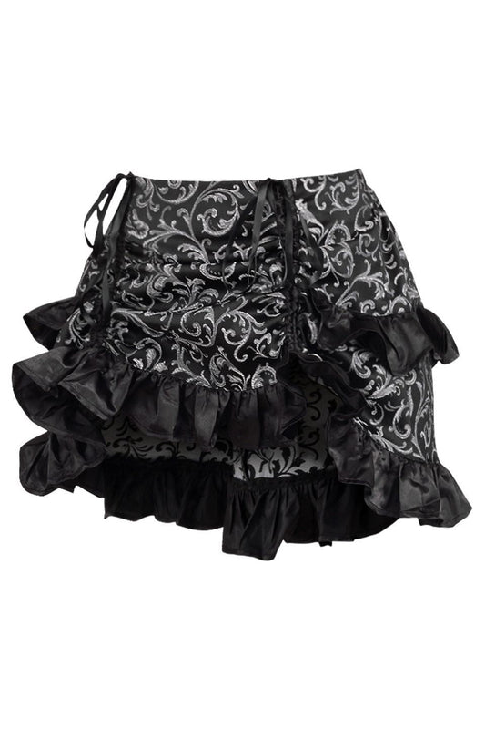 Daisy Corsets Silver/Black Brocade Ruched Bustle Skirt