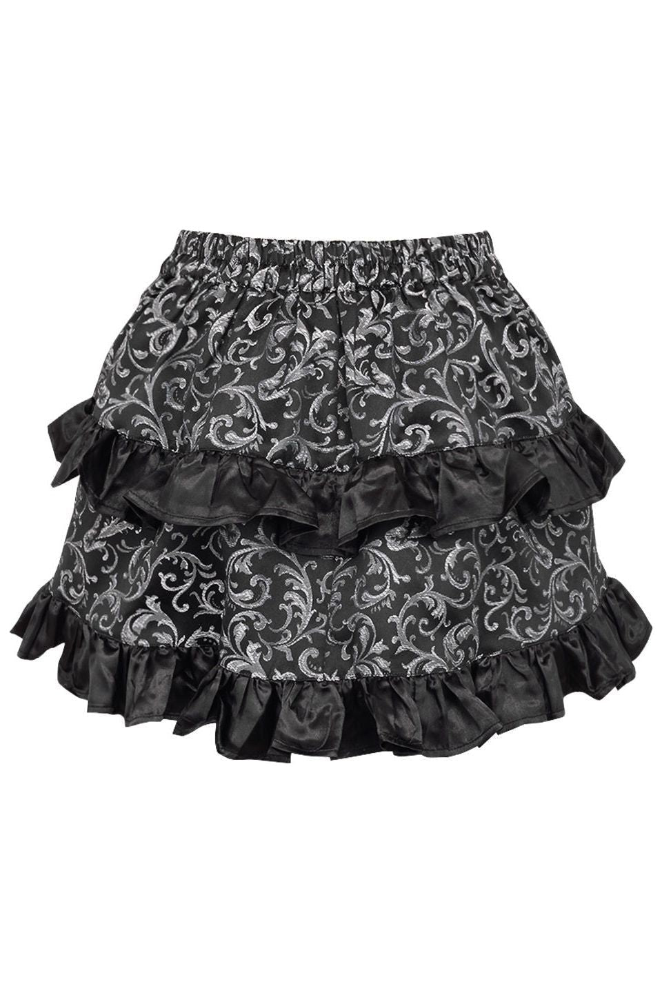 Daisy Corsets Silver/Black Brocade Ruched Bustle Skirt