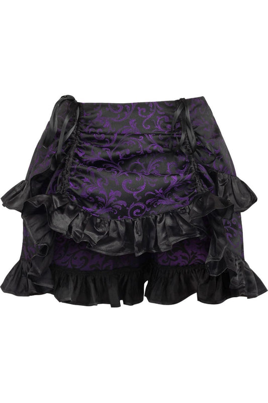 Daisy Corsets Purple/Black Brocade Ruched Bustle Skirt