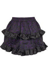 Daisy Corsets Purple/Black Brocade Ruched Bustle Skirt