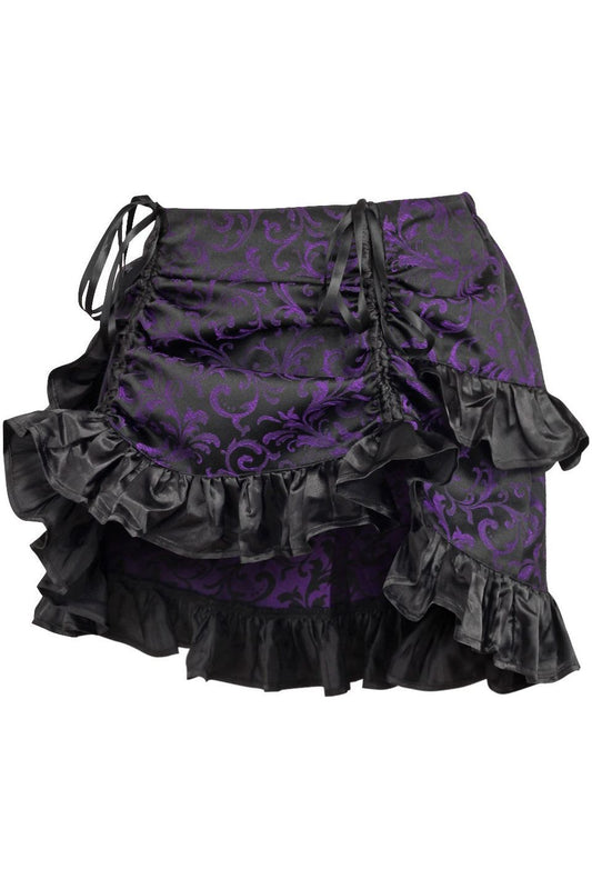 Daisy Corsets Purple/Black Brocade Ruched Bustle Skirt