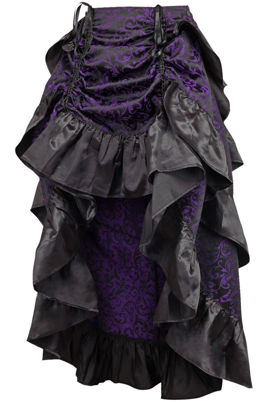 Daisy Corsets Purple/Black Brocade Adjustable High Low Bustle Skirt