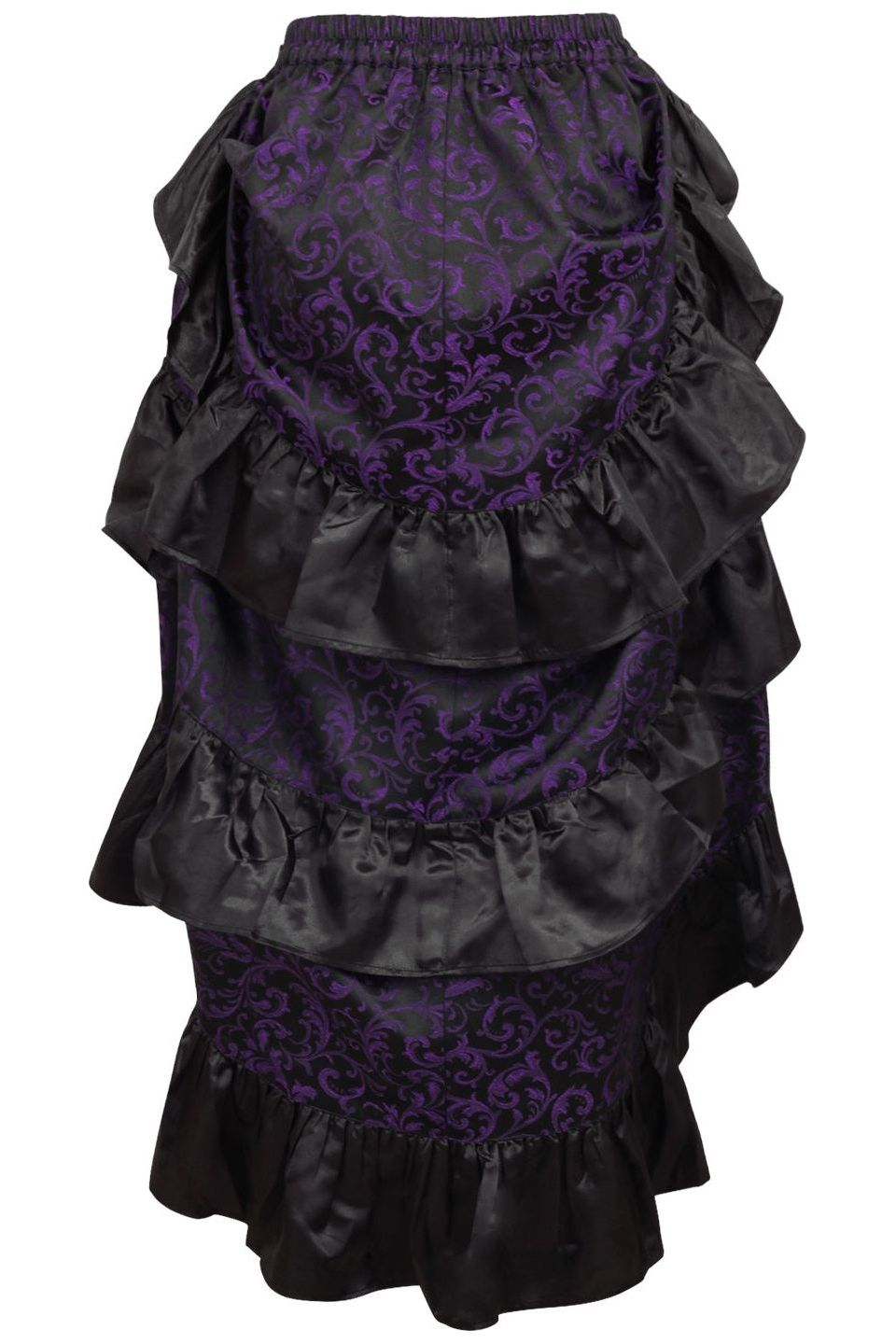 Daisy Corsets Purple/Black Brocade Adjustable High Low Bustle Skirt