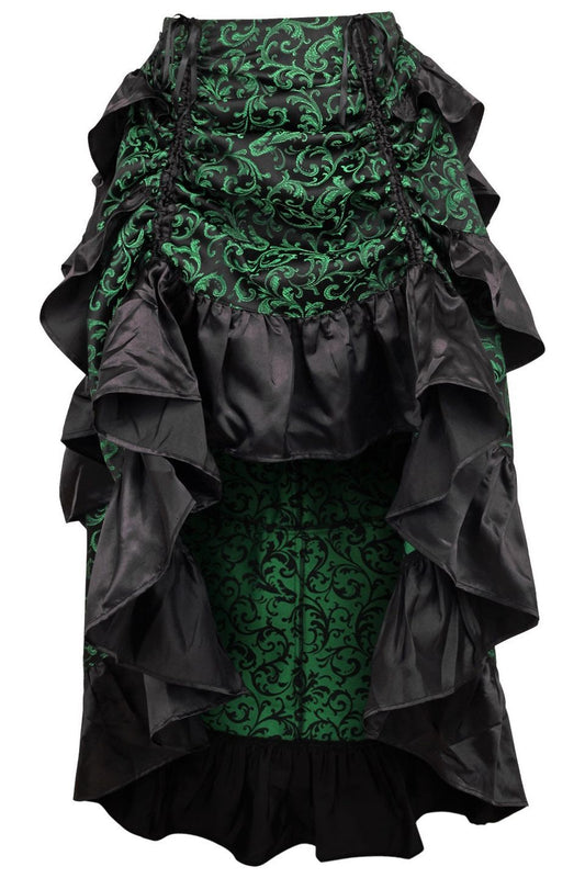 Daisy Corsets Green/Black Brocade Adjustable High Low Bustle Skirt