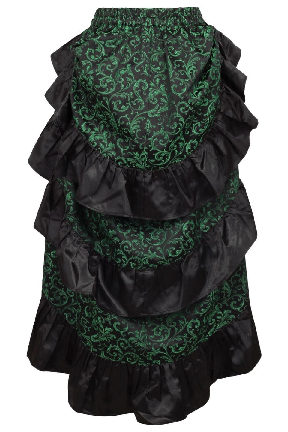 Daisy Corsets Green/Black Brocade Adjustable High Low Bustle Skirt