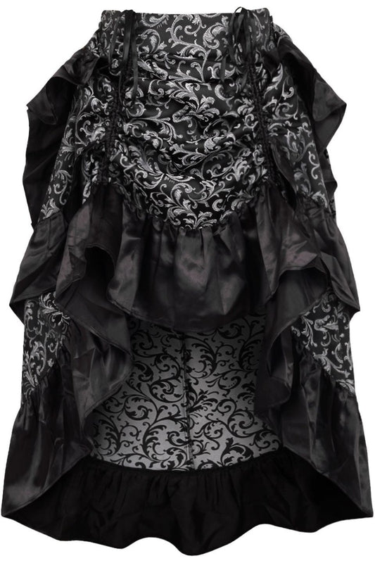 Daisy Corsets Silver/Black Brocade Adjustable High Low Bustle Skirt - Daisy Corsets