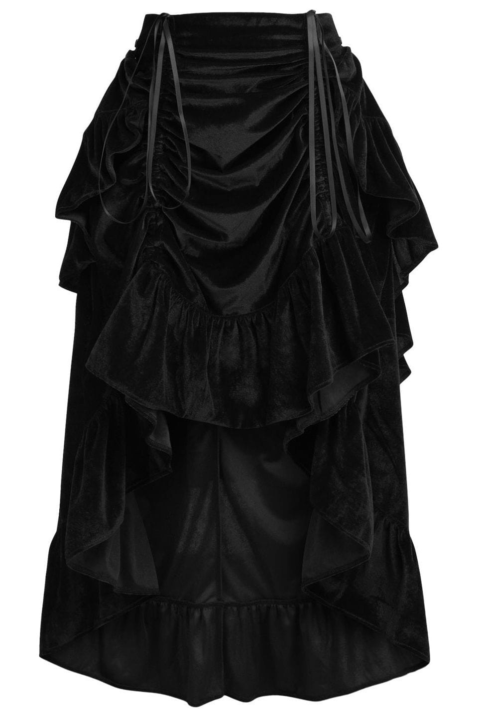 Daisy Corsets Black Velvet Adjustable High Low Bustle Skirt - Daisy Corsets