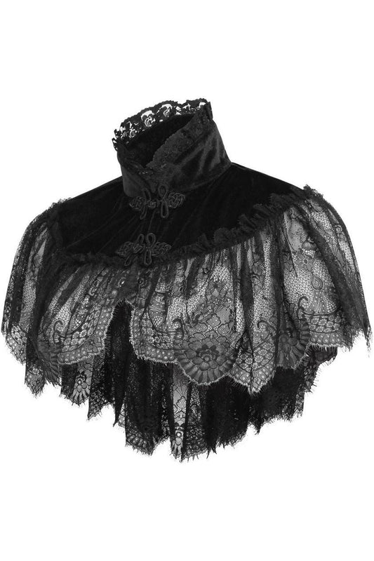 Daisy Corsets Black Velvet & Lace Capelet