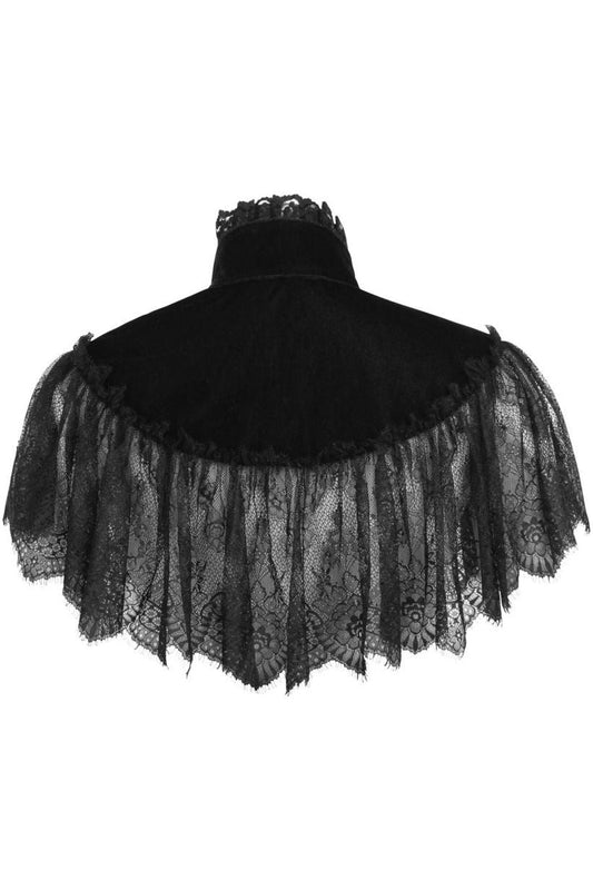 Daisy Corsets Black Velvet & Lace Capelet