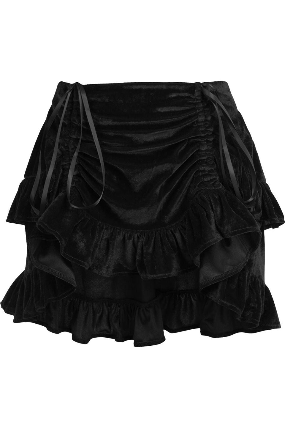 Daisy Corsets Black Velvet Ruched Bustle Skirt