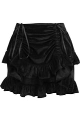 Daisy Corsets Black Velvet Ruched Bustle Skirt - Daisy Corsets