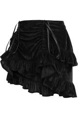 Daisy Corsets Black Velvet Ruched Bustle Skirt - Daisy Corsets